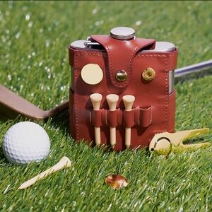 Golfers Flask and 7 Piece Accessory Set with Carrying Case